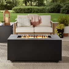 Sleek 42" Outdoor Patio Gas Fire Pit 50000 BTU Adjustable Flame With Cover Lid