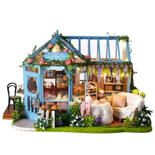 DIY Dollhouse Rose Garden Tea Building Model Wooden Toy Creative Female Gifts