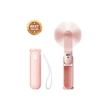 3-in-1 Handheld Mini Fan   USB Rechargeable, Power Bank  Flashlight  Pink 