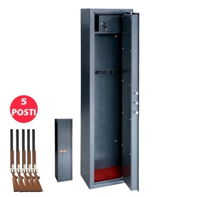 Armadio portafucili 5 POSTI UTILIA blindato in acciaio fuciliera con tesoretto