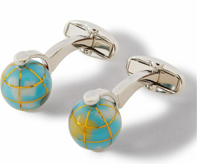 Paul Smith Cufflinks Spinning World Globes Blue Enamel Travel $175 New Box