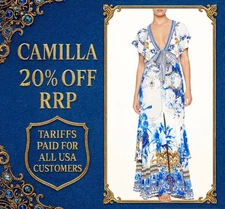 CAMILLA Saint Germaine Tie Front Maxi With Split Size S RRP $799