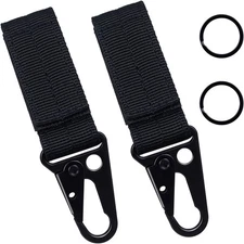 2 Pack Tactical Belt Key Chain Keeper Snap Hook Molle Clip Keychain Ring Holder