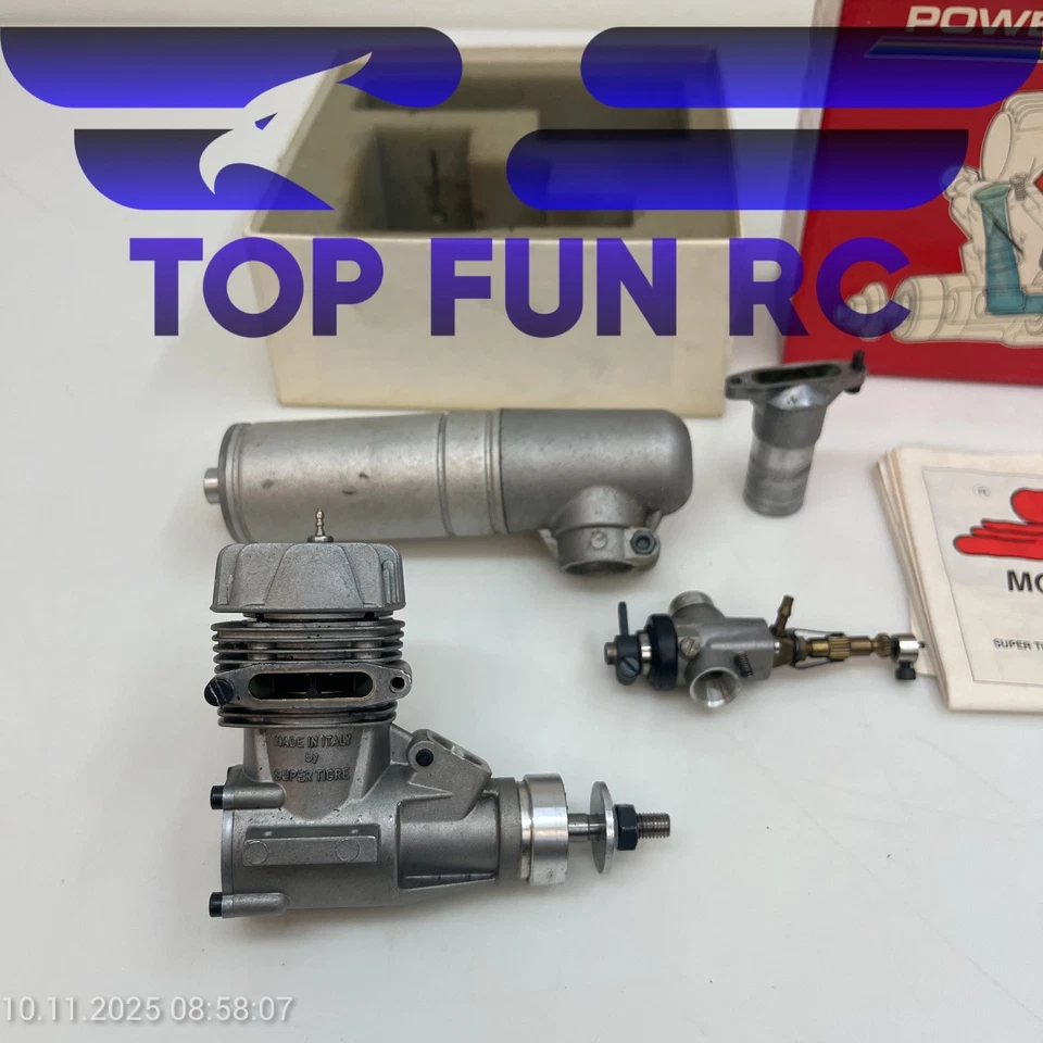 SUPER TIGRE 51 2-STROKE NITRO RC AIRPLANE ENGINE W/ MUFFLER & ORIGINAL BOX - Image 3 of 3
