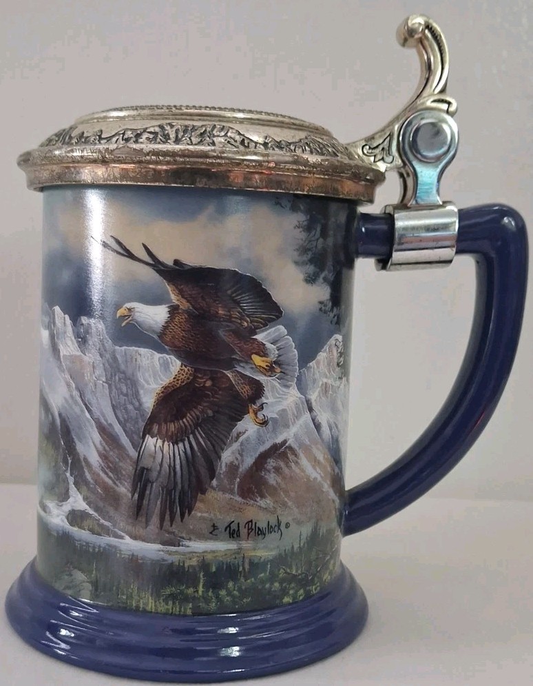Vintage Franklin Mint Eagle of the Last Frontier Collector Tankard Stein