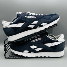 Reebok Classic Trainers White / Blue Leather Shoes UK 8 VGC