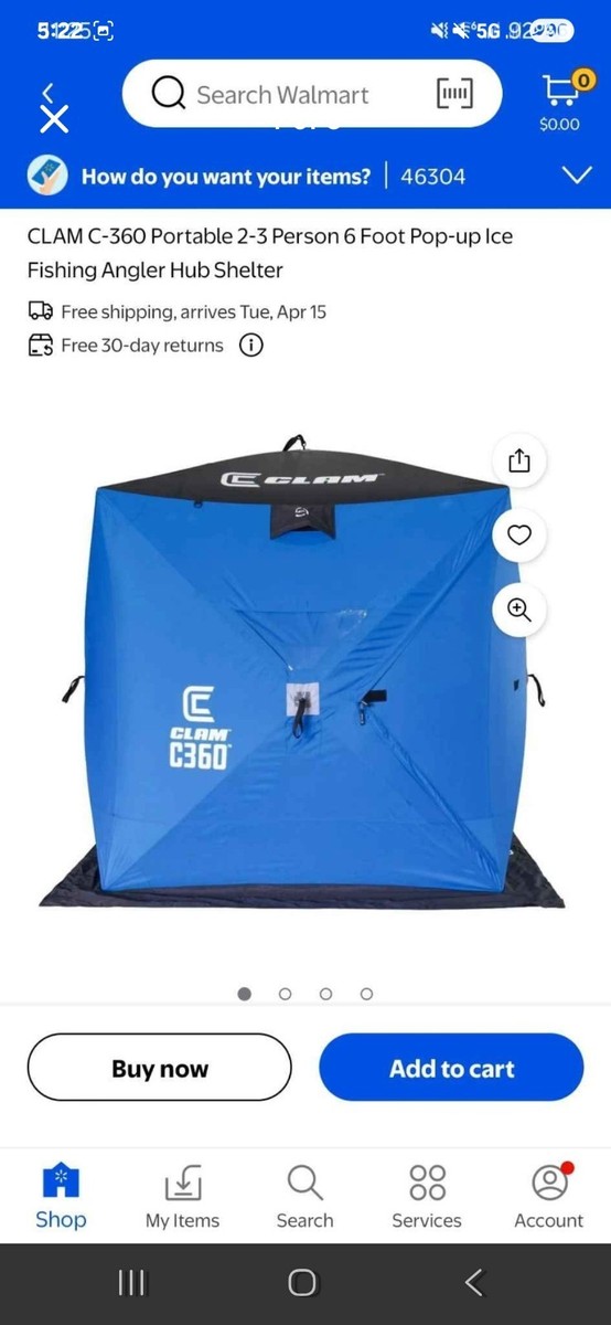Clam C-360 Ice Fishing Hub Shelter Blue (14474) for sale online