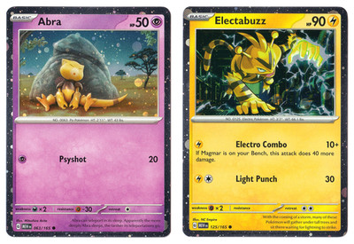 1x SET HD COSMOS HOLO Abra 063/165 & Electabuzz 125/165 - Pokemon 151 Promo