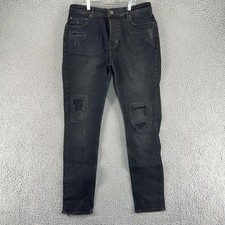 Ksubi Jeans Mens 34x32 Black Distressed Skinny Fit Stretch Denim Pants