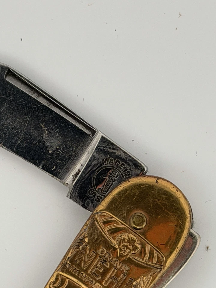 Винтажный Remington США Напиток Nehi леди ноги карманный нож бутылка открывалка латуни - Изображение 3 из 4