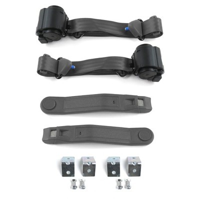 VW Type 3 Squareback Standard 3pt Charcoal Seat Belt Kit w/ Brackets - 2 Belt 