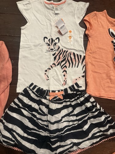 Gymboree Animal Party Zebra Tiger Lot Sz 7/8 7 Slim Peach Stripes - Picture 7 of 9
