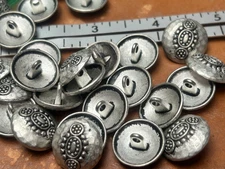 buttons silver tone 3/4" hammered metal shank 5pcs