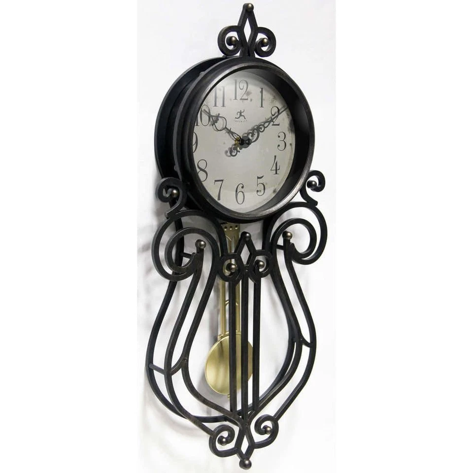Infinity Instruments Pendulum Wall Clock 6" Weathered Black Vintage Pendulum - Image 2 of 4