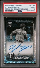 Wyatt Langford Rookie RC Auto 2024 Topps Chrome Black & White Mini Diamond PSA 9