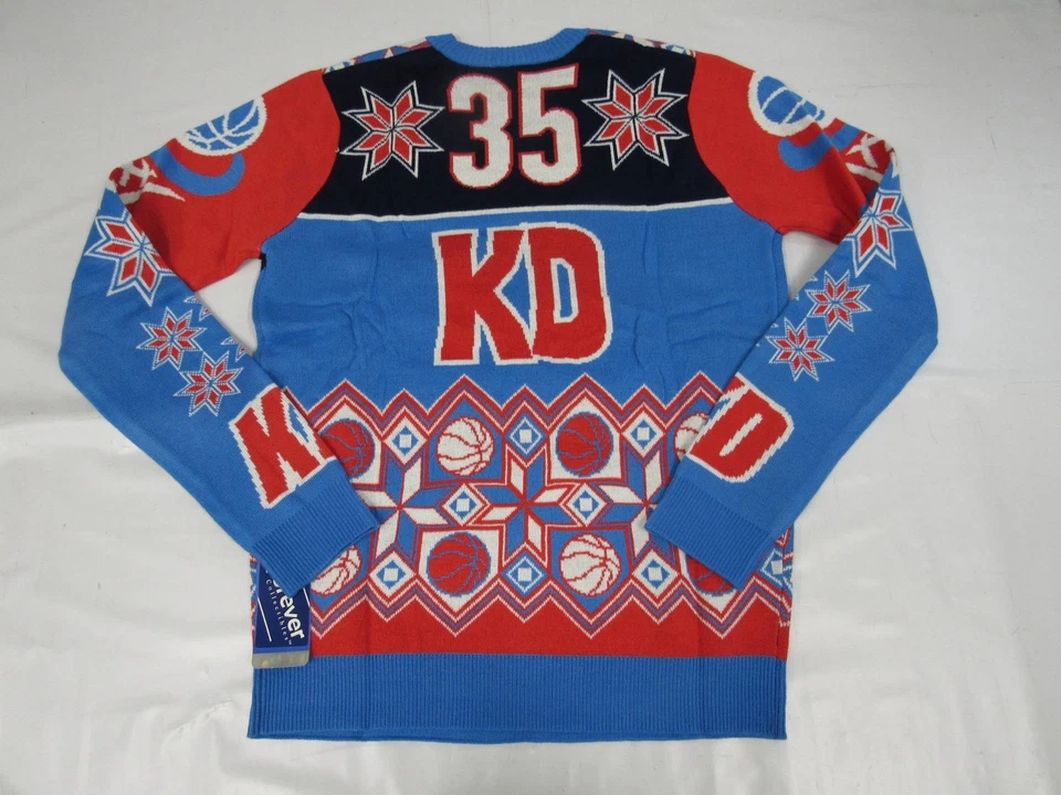 Suéter Kevin Durant #35 Oklahoma City Thunder para Hombres Tallas L-XL Navidad Vacaciones Foto 2 de 4