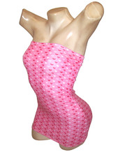 New Stripper Exotic Dancer Pink Tiny Hearts Mini Tube Dress S/M Stripperwear