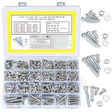 1080 Pcs Phillips Pan Head Screws and Nuts Washers Set, M3/M4/M5/M6 Flat Cross 