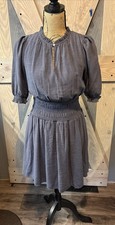 Nine West Womens Gray Lined Ruffle Blouson Mini Dress Size M