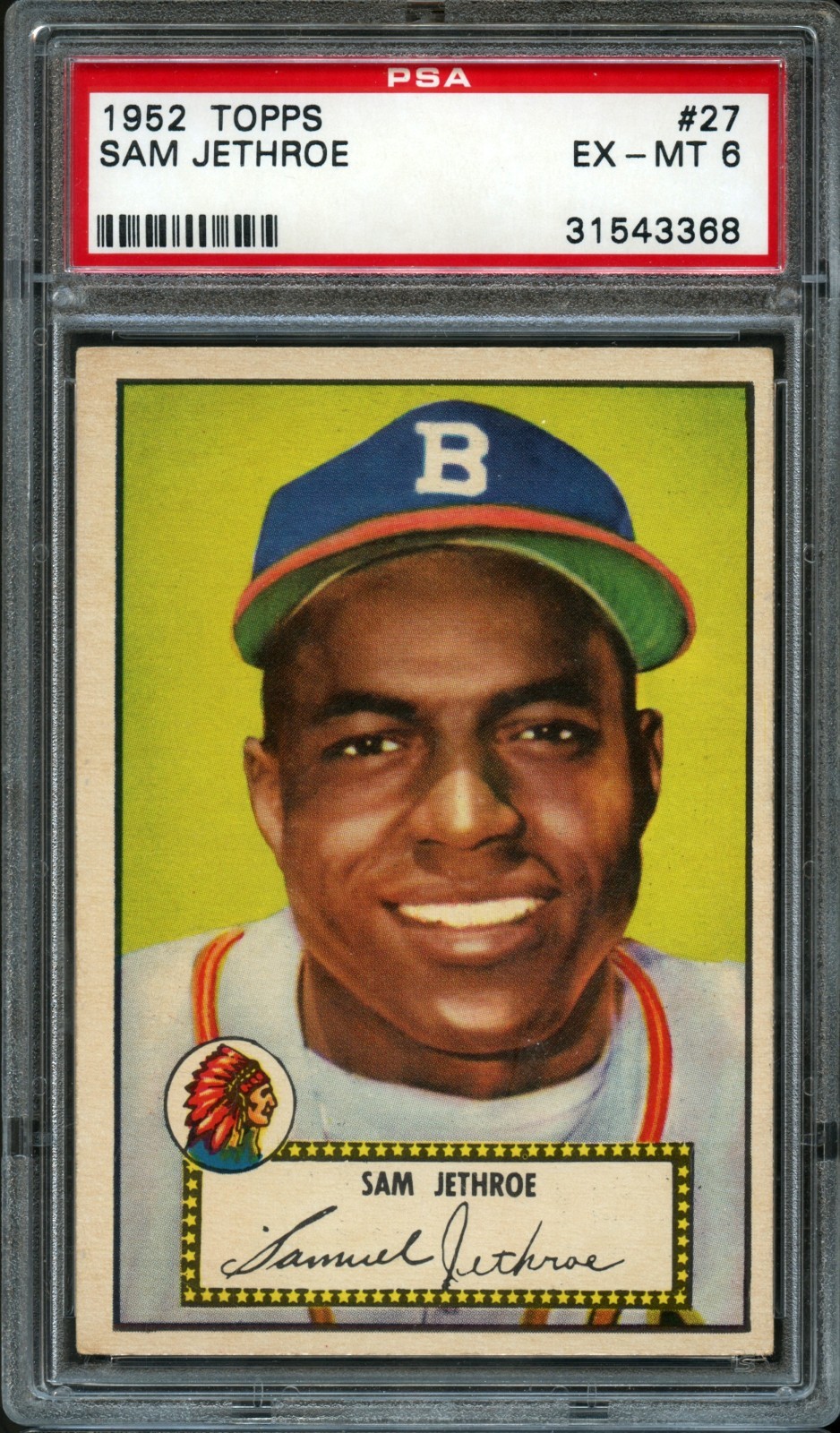 1952 Topps #27 Sam Jethroe RB PSA 6