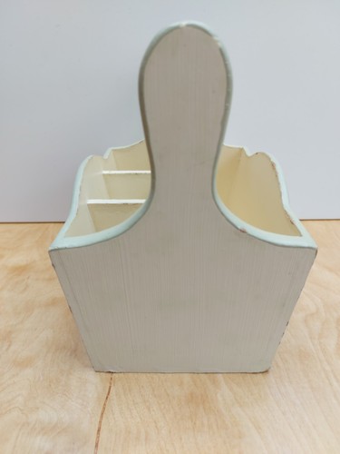 Wooden Shabby Chic Storage Box Caddy With Handle 4 X Compartments 20 X 15 X 21cm - Picture 17 of 20