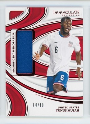 2024-25 Yunus Musah Panini Immaculate Ruby USMNT Jersey Patch Soccer Card 10/10