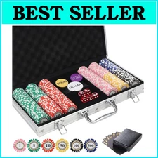 Premium European Clay Poker Chips Set with 2 Decks and Case - For Card Games