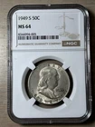 1949 S 50C Franklin Half Dollar- NGC MS64