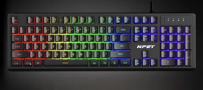 NPET K10 Wired Gaming Keyboard, LED Backlit, Spill-Resistant Design, Multimedia