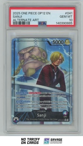2025 One Piece OP12 Alternate Art Sanji PSA 10 #OP12-041