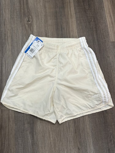 Men's Adidas Originals Sprinter 3 Stripe Trefoil Shorts Cream Size XS Zip Pocket