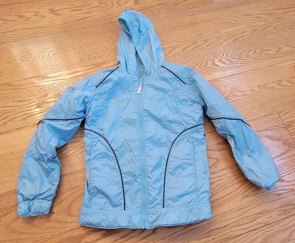 Columbia Kids Girls Size 10/12 Youth Jacket 2 In 1 Reversible Coat Blue Fleece - Image 4 of 4