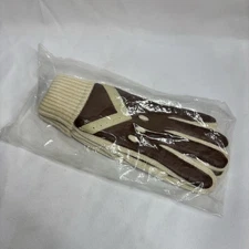 Vintage L’Eggs Style 8834 Gloves Brown Cream Knit Vinyl NOS New Old Stock Retro