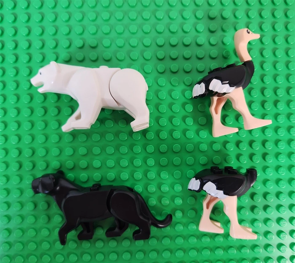 LEGO City Lote de 4 ANIMALES SALVAJES Oso Polar Pantera Negra y 2 Avestruces ~ Gato Foto 3 de 3