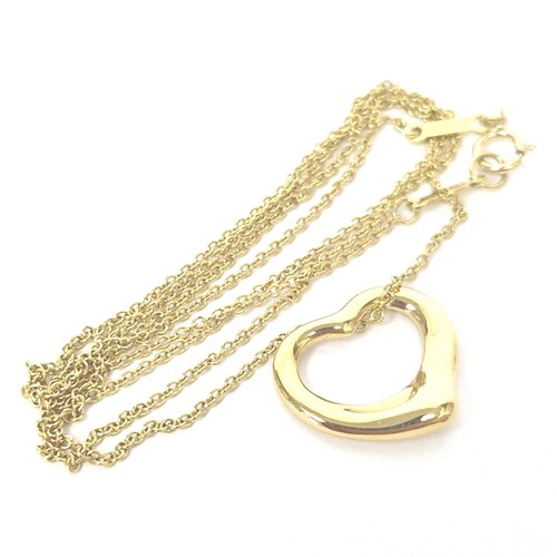 18ct Gold Tiffany & Co. Heart Pendant Necklace Hallmarked 47cm Long 4.5g - Picture 9 of 24