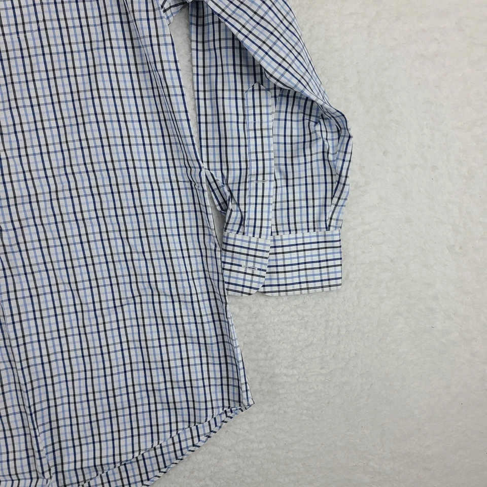 Camisa masculina Nordstrom 17.5 34 azul sem rugas ajuste tradicional botão para cima - Imagem 2 de 4