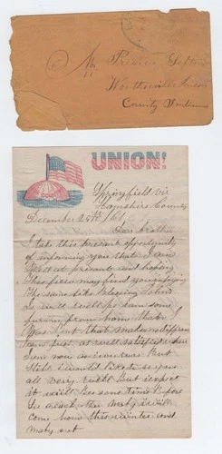 CIVIL WAR LETTER - 7th Indiana Infantry - Ready to Fight near Springfield, VA