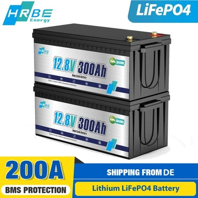 HRBEENERGY 24V 300Ah LiFePO4 Lithium Batterie Solar Wohnmobil Boot Akku BMS 15000+ Zyklen
