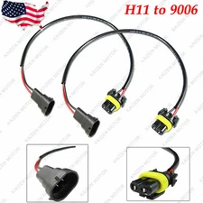 2x H11 H8 H9 to 9006 Extension Wire Harness for HID Headlight Ballast Conversion