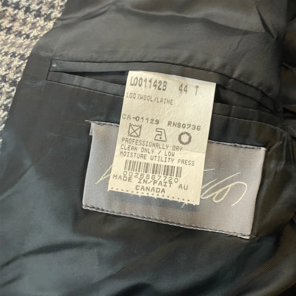 Vtg Lord & Taylor 44L Tall Brown Houndstooth Tweed Blazer Sport Coat Jacket - Image 4 of 4