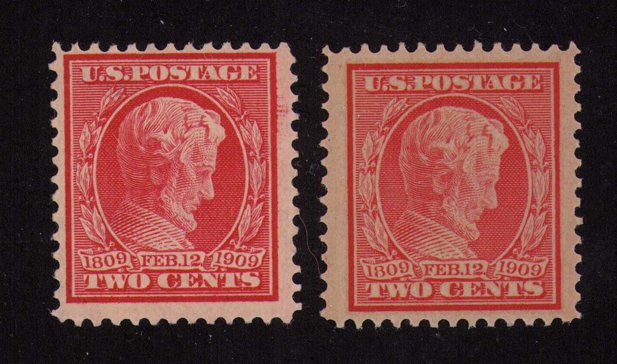 1909 US SC 369 2c Carmine Abraham Lincoln Perf 12 Bluish Paper  display picture 1