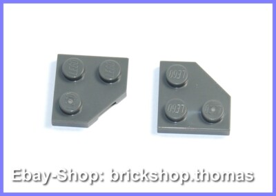 Lego 2 x Eck Platte Flügel grau (2x2) 26601 - Dark Bluish Gray Plate - NEU / NEW