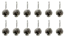Decorative Seashell Shower Curtain Hooks Rings Hangers Set of 12 Chrome Silver