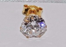 9CT YELLOW GOLD 6mm SIMULATED DIAMOND MEN'S SINGLE STUD EARRING