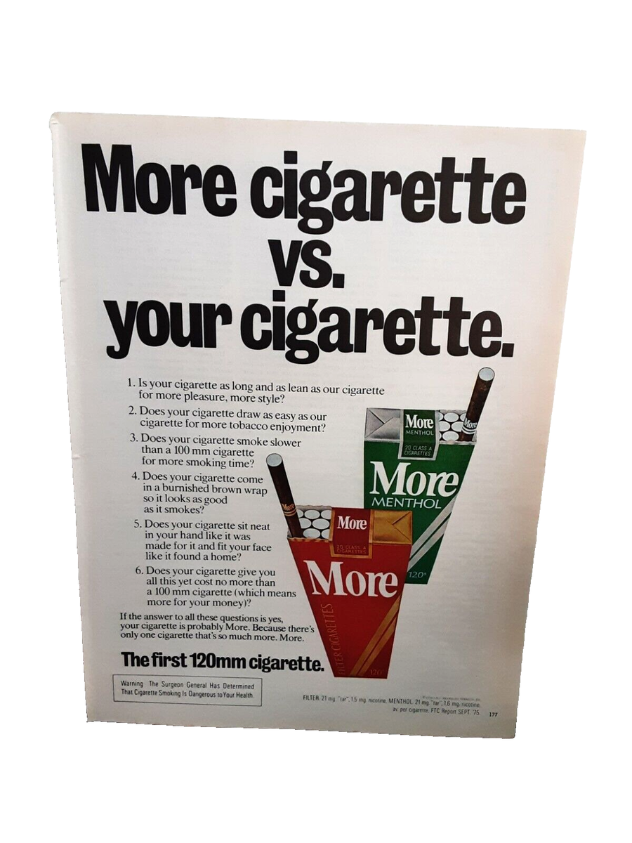 can you buy menthol cigarettes in tunisia 1976 More Regular and Menthol Cigarettes Original Print Ad vintage 70s