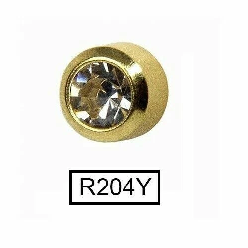 Piercing de oreja Studex chapado en oro piedra transparente 4 mm regular 12 pares de tachuelas R204Y Foto 2 de 2