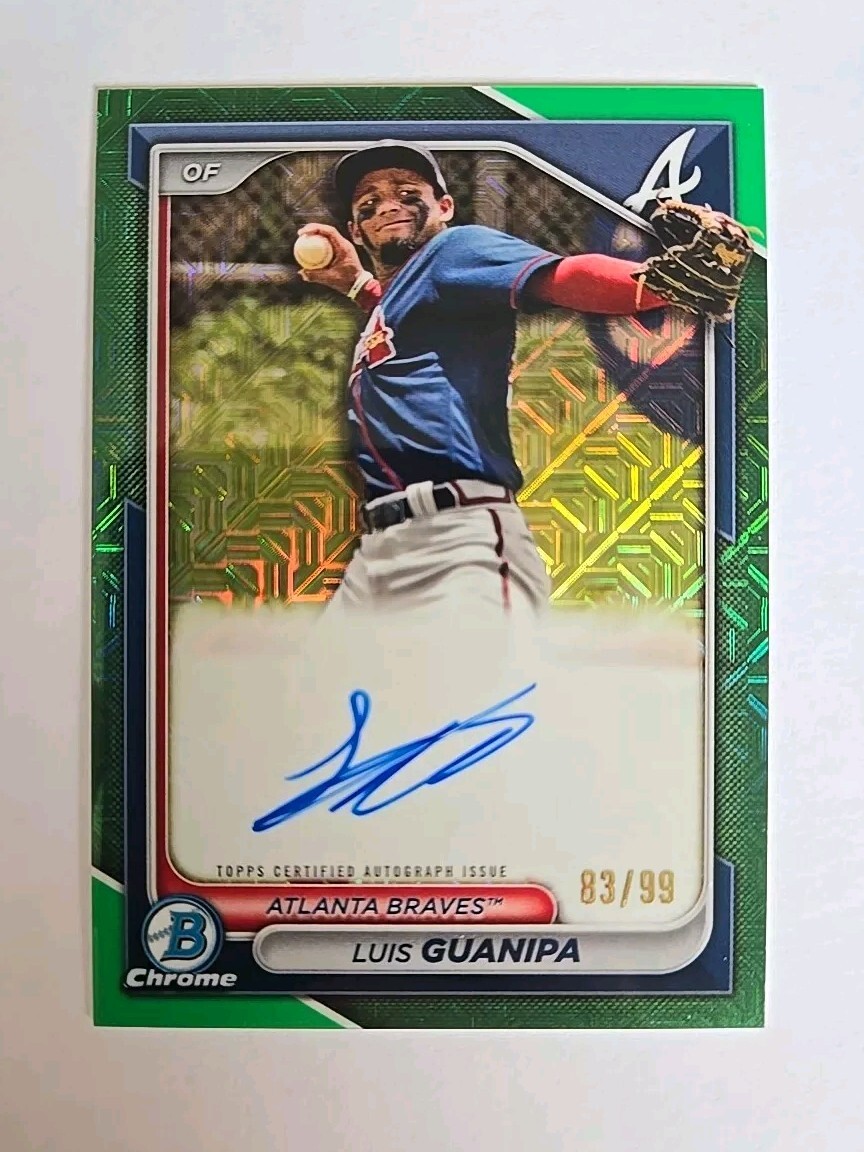 2024 Bowman Chrome Luis Guanipa 83/99 Auto Green Mojo Refractor #BMA-LG Braves