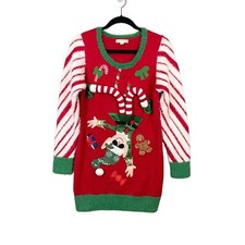 It's Our Time Sweater Dress Womens Large Gingerbread Ugly Christmas Pullover