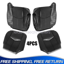 Front Bottom & Lean Back Leather Seat Cover Dark Gray Fits 2003-2006 GMC Sierra