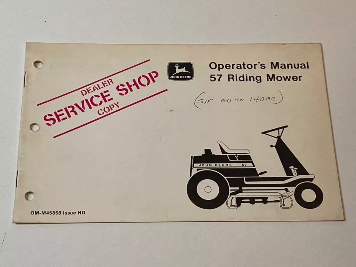 OEM Genuine Factory John Deere Riding Lawn Mower 57 Operator s